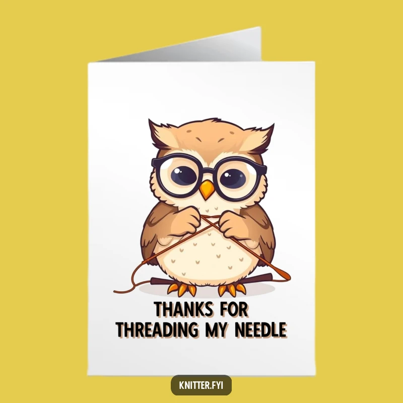 Free Printable Owl Thank You Card - Adorable Spectacled Owl Sewing Gratitude Humorous Downloadable
