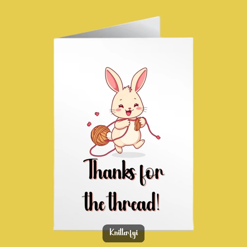 Free Printable Rabbit Thank You Card: Cozy Knitting Downloadable Gift