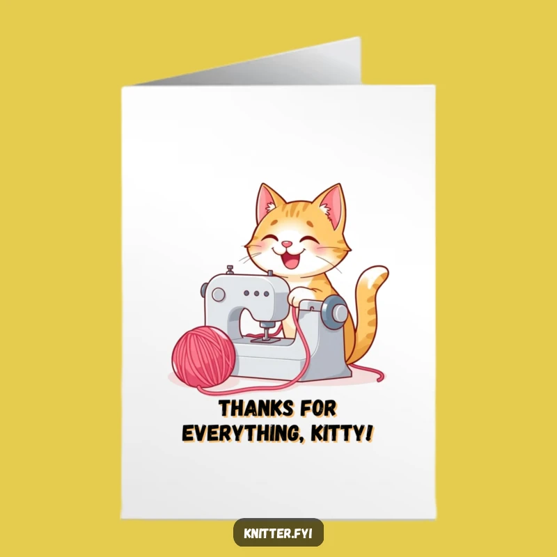 Free Printable Thank You Card: Cat & Yarn - Sew Much Gratitude