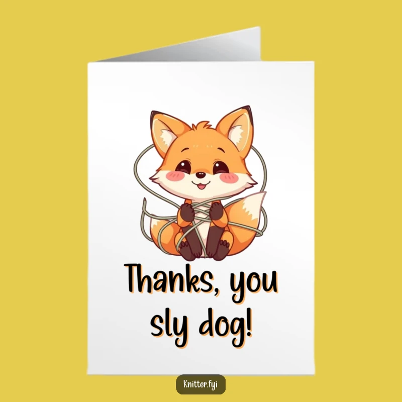 Free Printable Thank You Card: Fox's Yarn Thank You - Funny Downloadable Gratitude