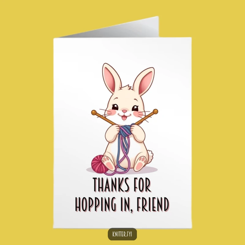 Free Printable Thank You Card: Funny Rabbit Knitting, Hilarious Downloadable Craft Gift