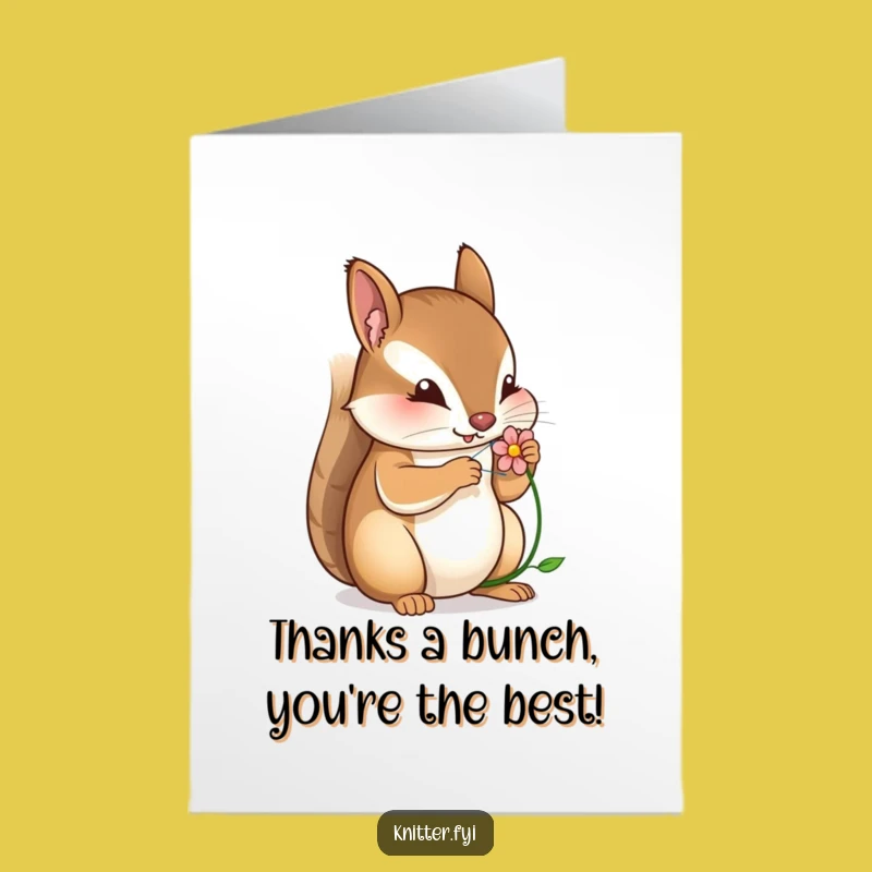 Free Printable Thank You Card: Funny Squirrel Sewing, Sweet DIY Downloadable Gift