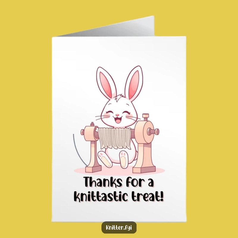 Free Printable Thank You Card: Whimsical Bunny Knitting, Perfect Downloadable Gift for Gratitude!