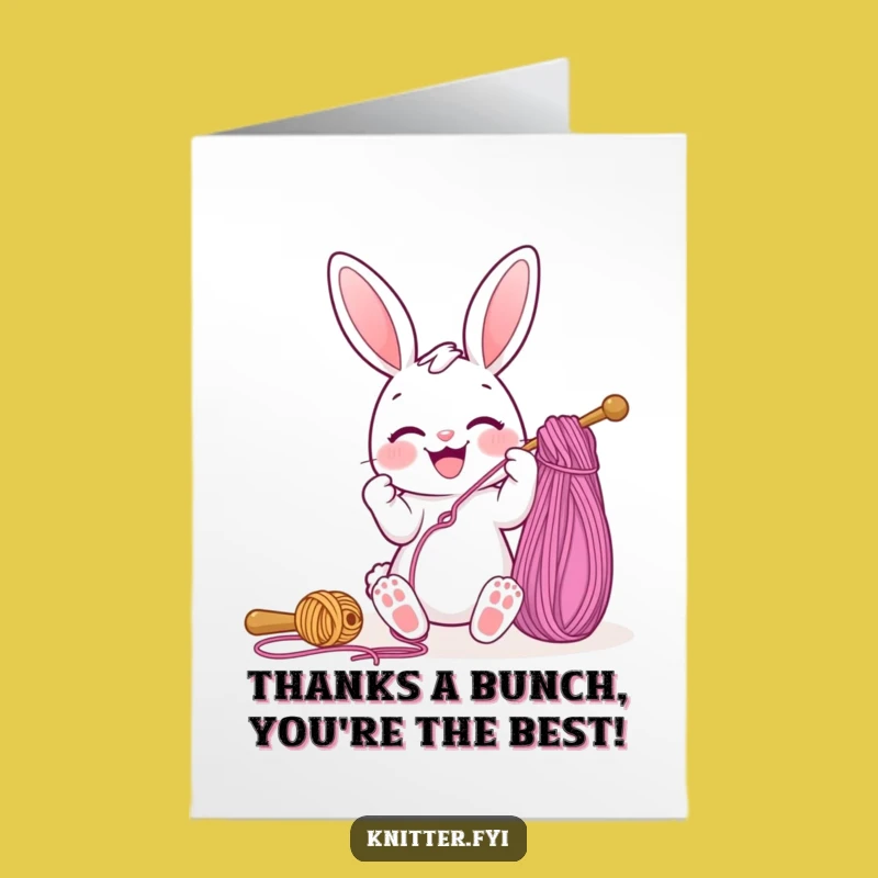 Free Printable Bunny Thank You Card: Funny Yarn Craft Card for a Heartfelt Downloadable Gift