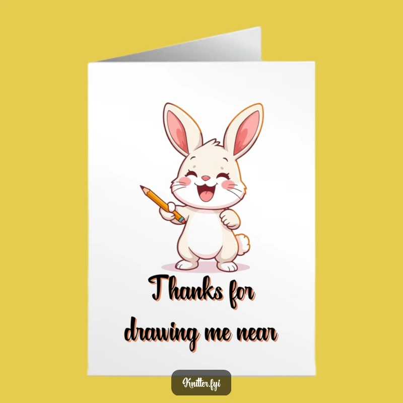 Free Printable Thank You Card: Bunny Artist's Creation Downloadable Gift