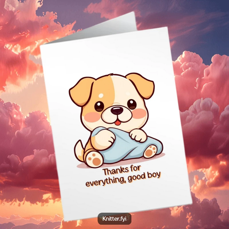 Funny Free Printable Thank You Card featuring a diligent Kawaii dog smoothing fabric, a smooth downloadable greeting.
