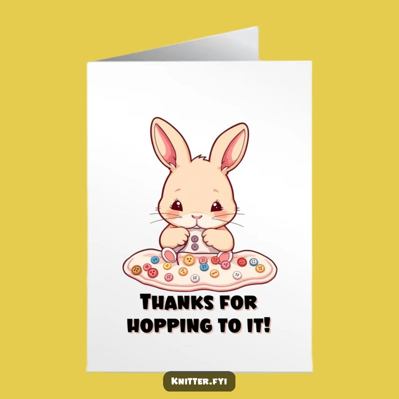 Free Printable Thank You Card: Rabbit Sewing Buttons Cute Downloadable
