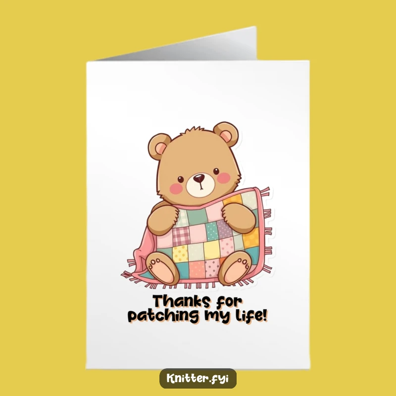 Free Printable Bear Quilt Thank You Card: Cozy Downloadable Gift!