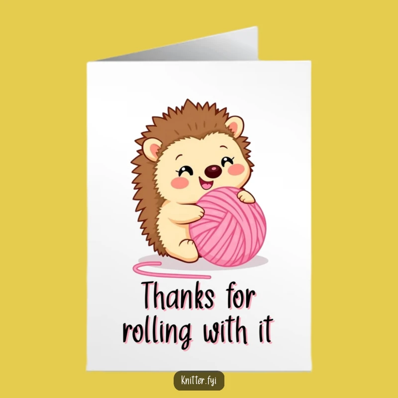 Free Printable Thank You Card: Hedgehog's Yarn Thanks, Cozy Instant Download