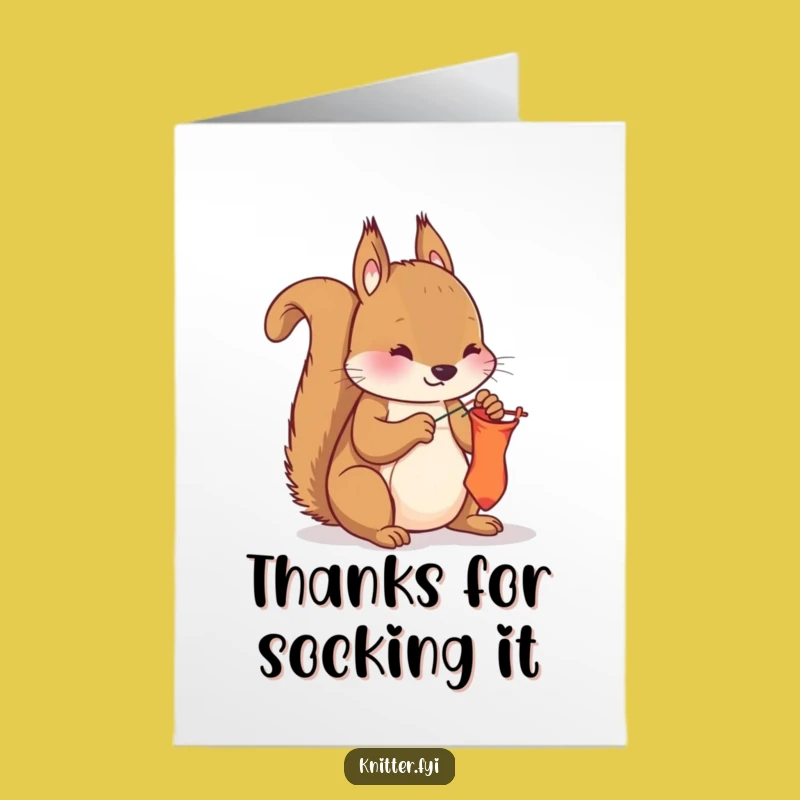 Free Printable Thank You Card: Squirrel Mending Thanks Funny Downloadable Gift