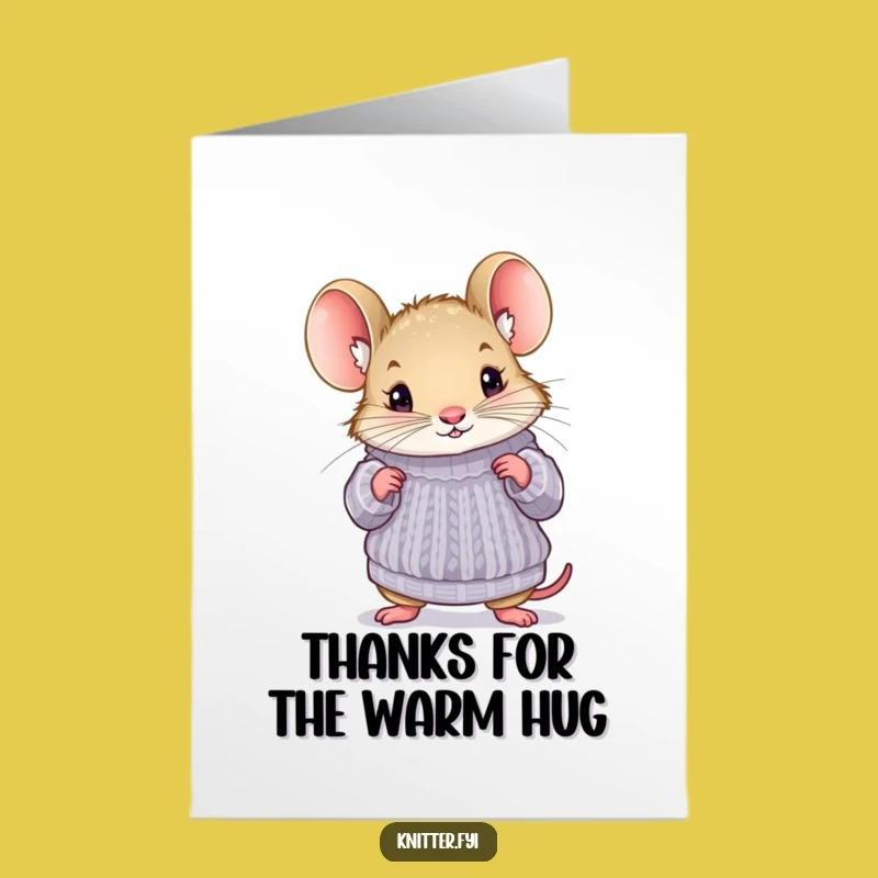 Free Printable Mouse Thank You Card: Cozy Thanks Downloadable Greeting