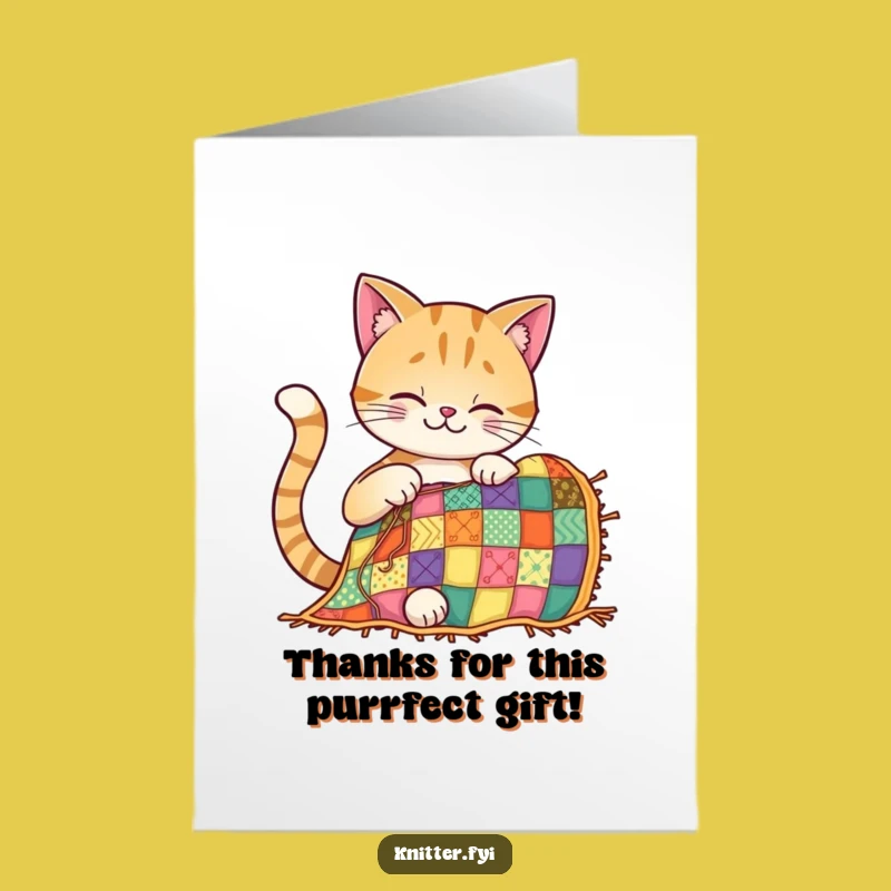Free Printable Thank You Card: Whimsical Cat Quilting, Perfect Downloadable Gift for Appreciation!