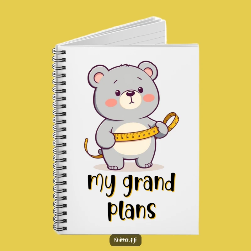 Funny Bear Measuring Notebook: Determined Bear with Golden Tape, Perfect Funny Gift for Plans
