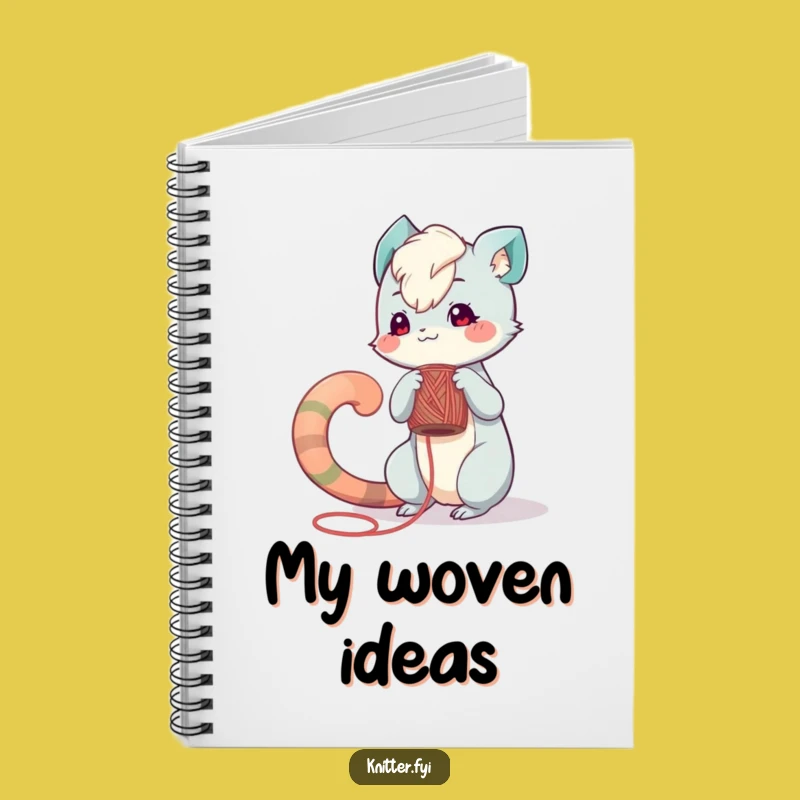 Funny Notebook: Playful Creature Winds Yarn, Jot Down Craft Ideas!