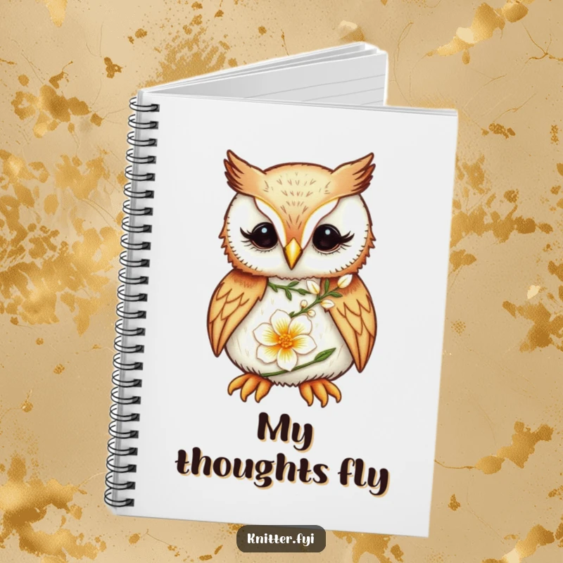 Funny Owl Notebook: A focused owl meticulously embroiders a delicate flower, perfect for writing and sketching.