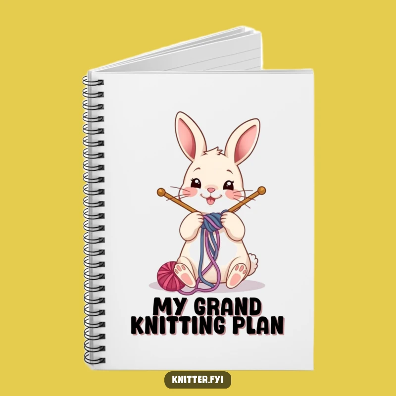 Funny Rabbit Knitting Notebook: Jot Down Patterns with a Cheerful Yarn Crafter, Great Funny Gift
