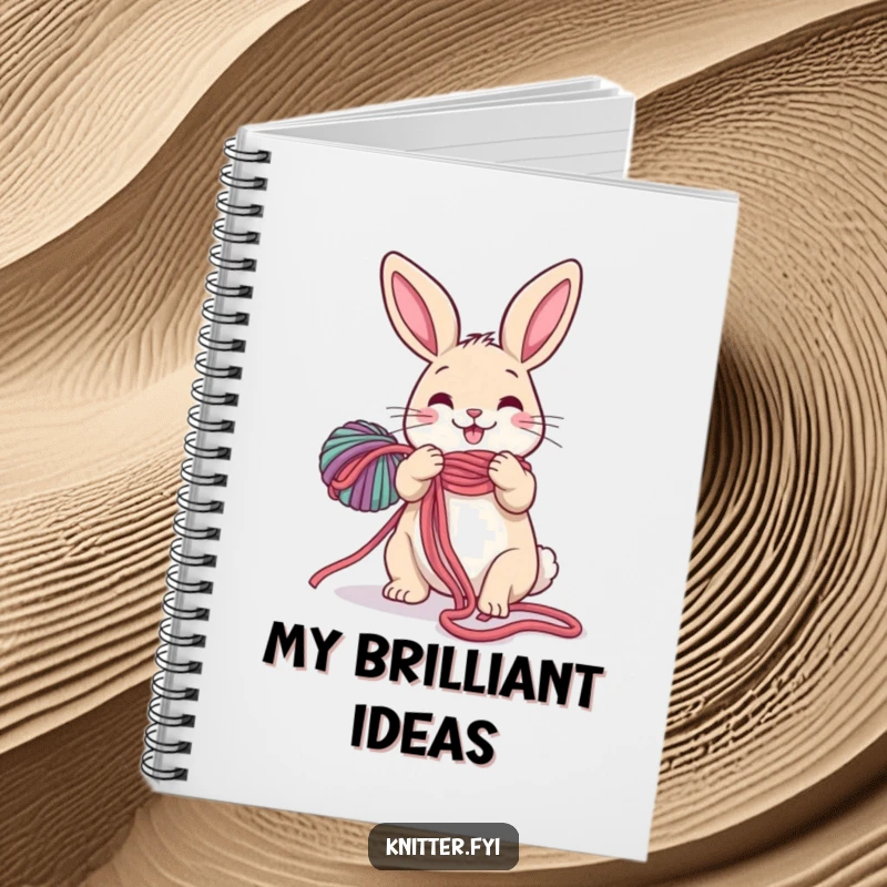 Funny Rabbit Notebook: A happy rabbit is depicted unravelling a long, colorful yarn, creating a humorous cover for writing.