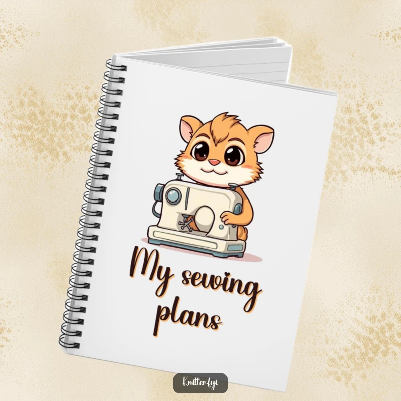 Funny Notebook: A determined creature with focused eyes smiles while sewing, ready for your notes.