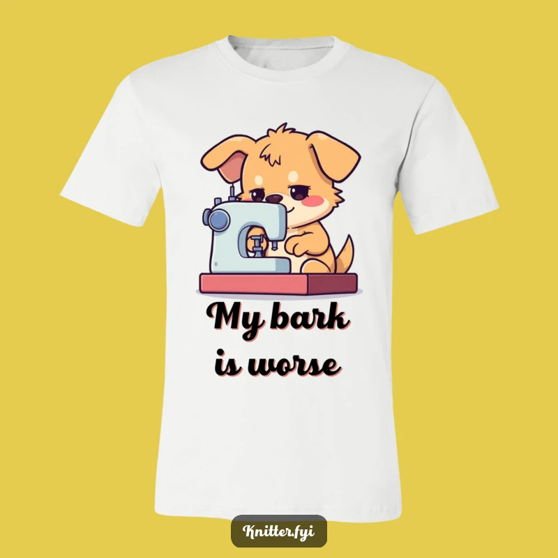 Funny Dog Sew Machine T-Shirt: Focused Pooch Power Tee Gift