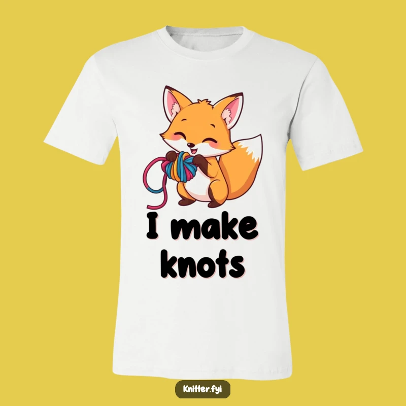 Funny Fox T-Shirt: Mischievous Yarn Knot Design, Playful Weaver Gift Top