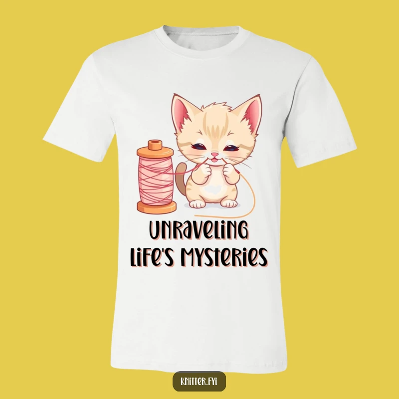 Funny Kitten Sewing T-Shirt: Playful Cat Unraveling Yarn, Hilarious Crafter Apparel