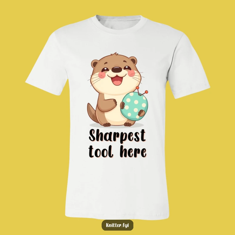 Funny Otter Craft T-Shirt: Joyful Smiling Otter Pincushion Graphic Tee
