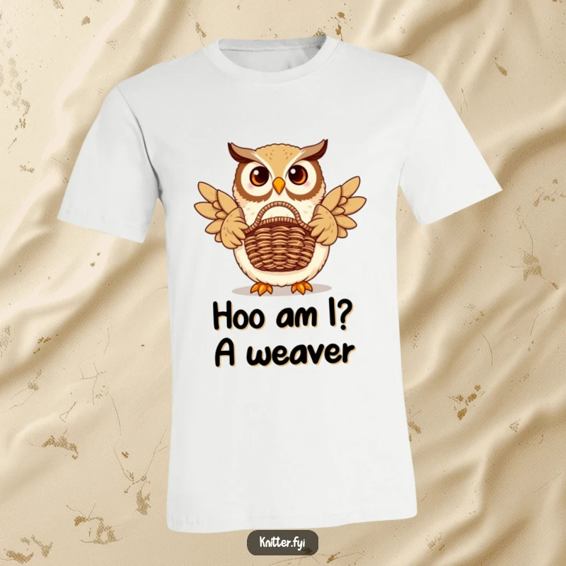 Funny owl t-shirt showing a proud owl displaying a beautifully woven basket. Great for craft admirers.