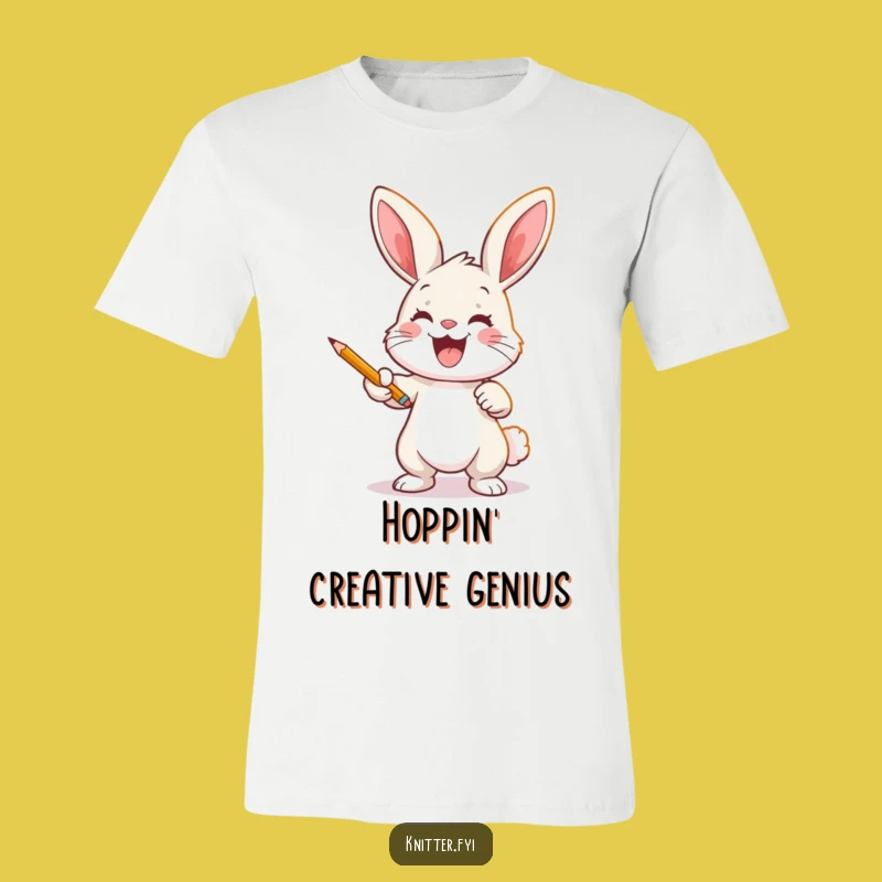 Funny Bunny Pattern T-Shirt: Joyful Rabbit Artist Tee, Unique Craft Apparel
