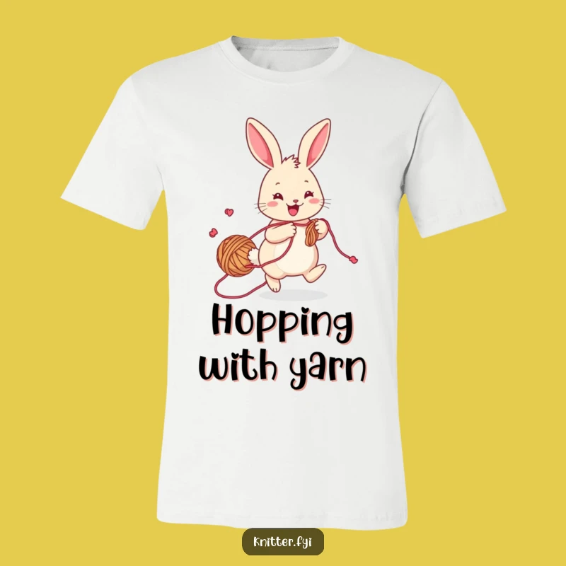 Funny Rabbit Knitting T-Shirt: Playful Bunny with Yarn, Perfect Funny Gift for Crafters