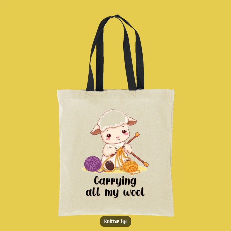 Funny Sheep Yarn Tote Bag: Stylish Craft Accessory for Knitters