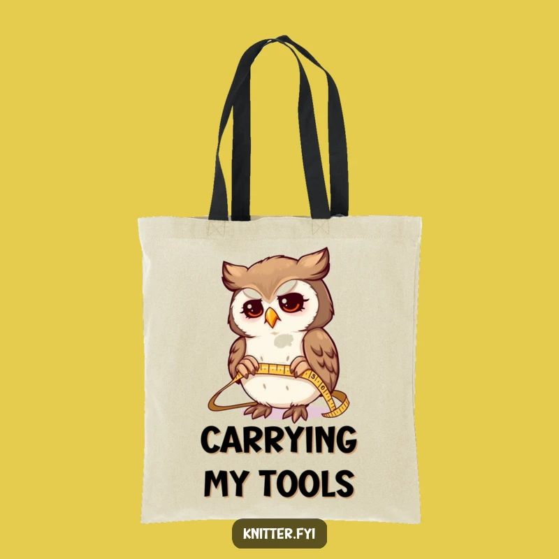 Funny Owl Measuring Fabric Tote Bag - Chic Sewing Carry-All Gift