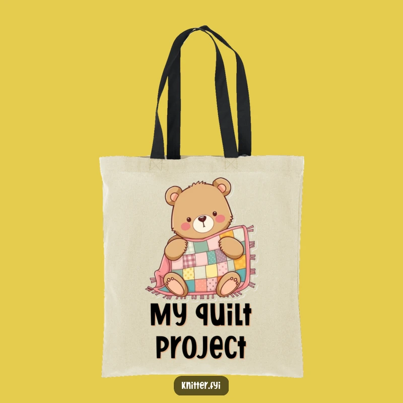 Funny Bear Tote Bag: Quilting Bear Bag, Perfect Craft Accessory