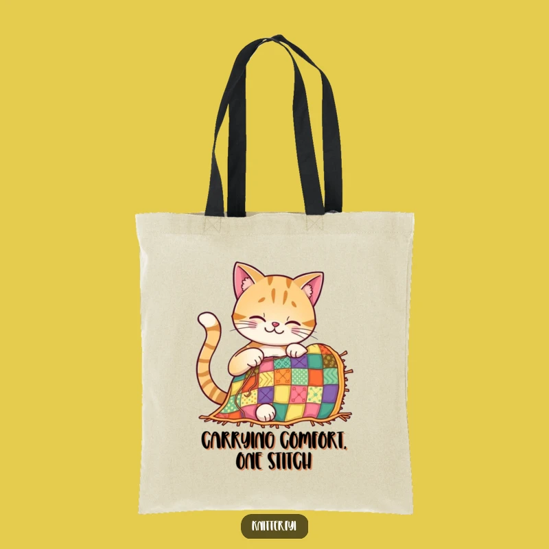 Funny Cat Quilting Tote Bag: Carry Your Supplies in Style