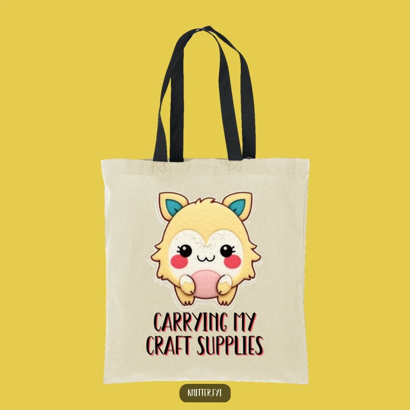 Funny Felt Hobbyist Tote Bag: Gleeful Creature's Crafty Style, Great Funny Gift
