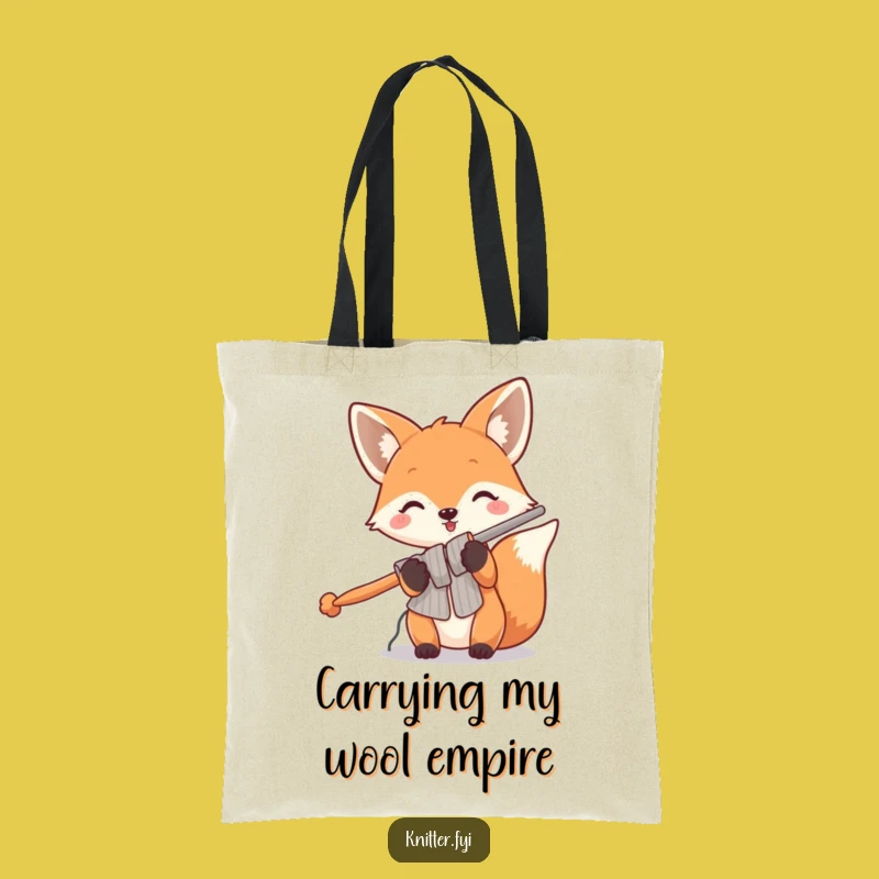 Funny Fox Knitting Tote Bag: Carry Your Yarn with Playful Style, Perfect Funny Gift