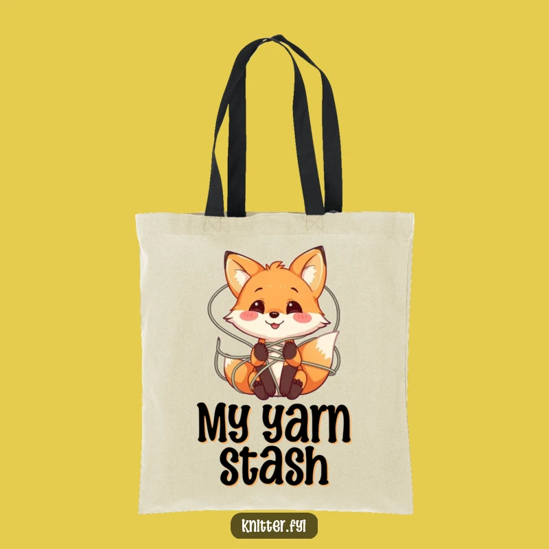 Funny Fox Yarn Tote Bag: Stylish Accessory for Yarn Lovers