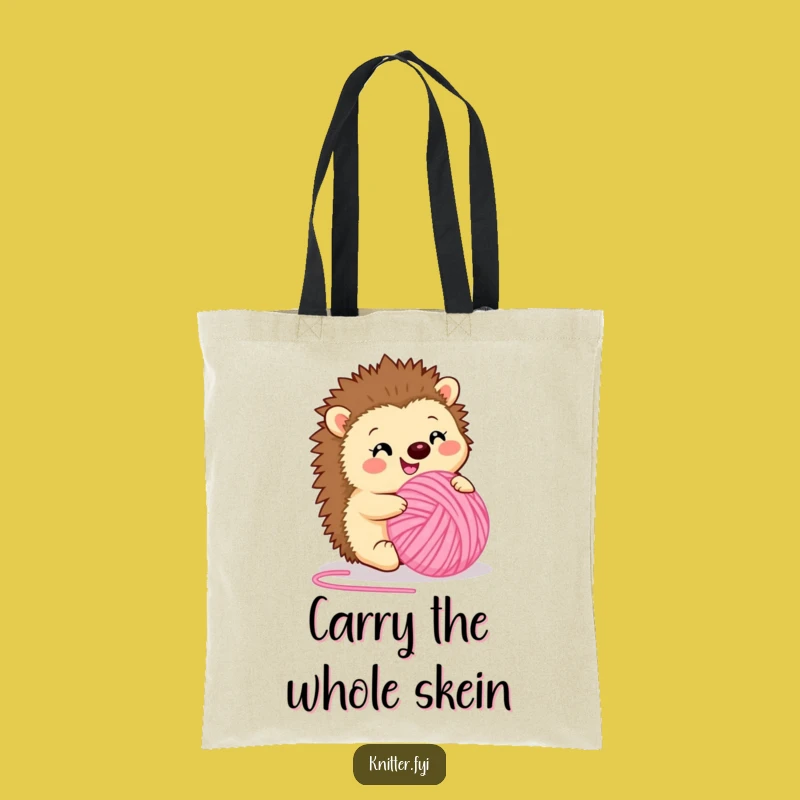 Funny Hedgehog Yarn Tote Bag - Critter Craft Carry-All, Perfect Funny Gift!