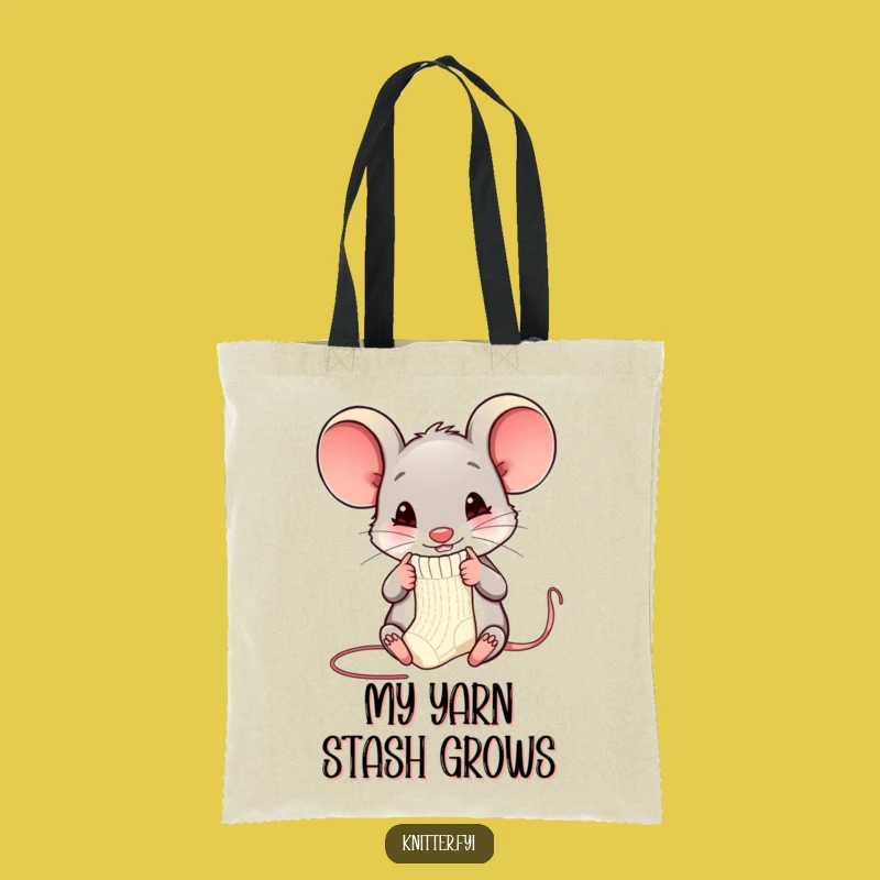 Funny Mouse Knitting Tote Bag: Hilarious Mouse Bag for Yarn