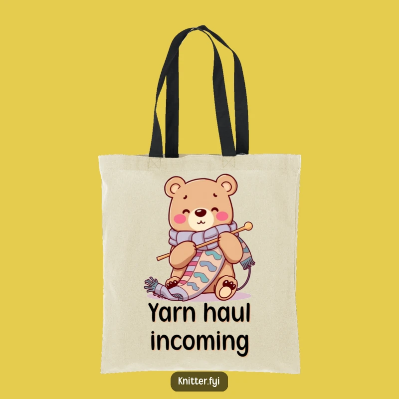 Funny Bear Knitting Scarf Tote Bag - Chic Yarn Carrier Gift